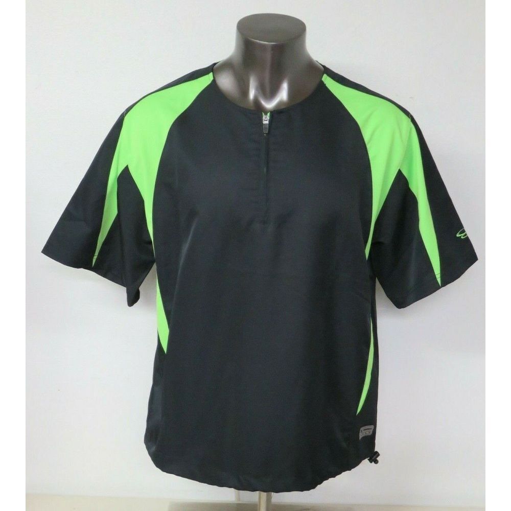 Boombah Razor Black Green Baseball Bullpen Jacket Size M‎ Polyester 1/2 Zip